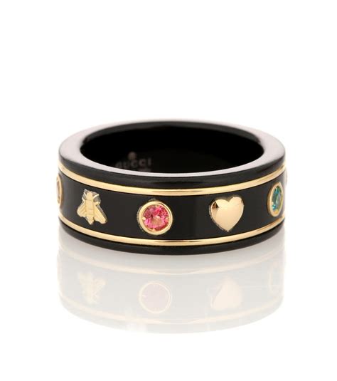 gucci black gold ring|Gucci icon ring with gemstones.